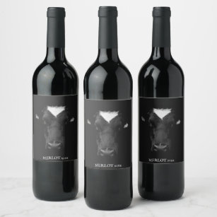 Etiqueta Para Botella De Vino Cow Face Personalizado Wine Labs