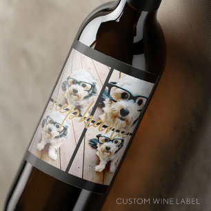 Etiqueta Para Botella De Vino Crea tu propio collage de 4 fotos - Texto de secue