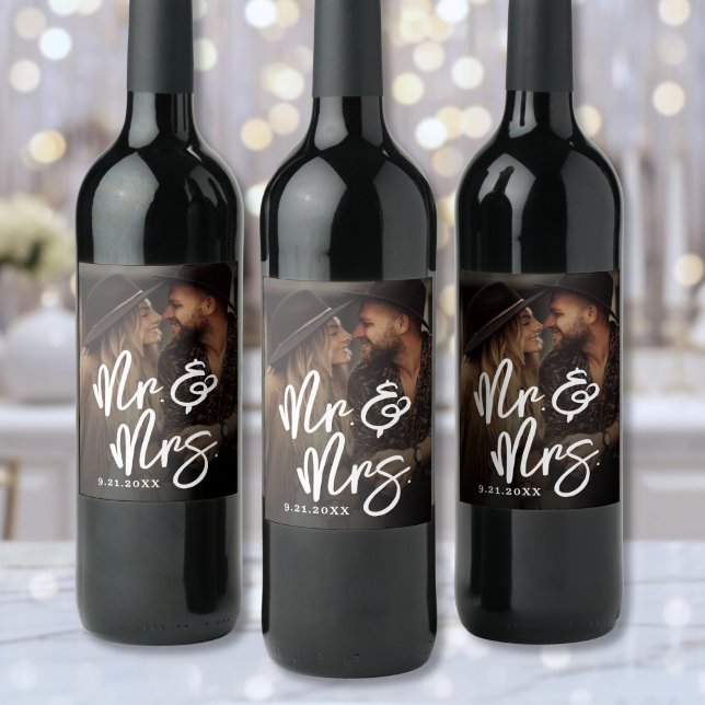Etiqueta Para Botella De Vino Create Your Own Photo Wedding (Create Your Own Photo Wedding Wine Label )