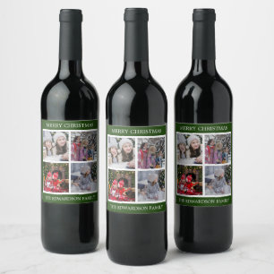 Etiqueta Para Botella De Vino Cree su propio navidad del collage de la foto de