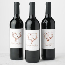 Etiqueta Para Botella De Vino Crest Floral Monograma Formal Boda
