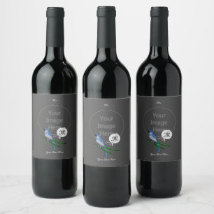 Etiqueta Para Botella De Vino Crestón Monograma de Arrendajo de Florida