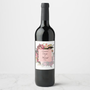 Etiqueta Para Botella De Vino Crisantemo romántico en rosa gossamer