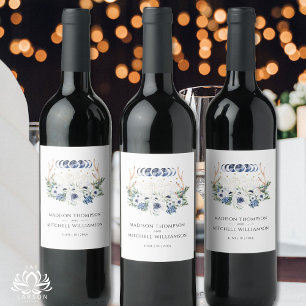 Etiqueta Para Botella De Vino Cristales de Luna Flores Boda Boho Metafísica 