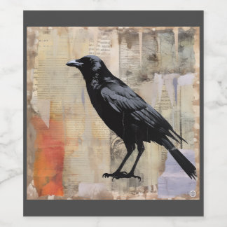 Etiqueta Para Botella De Vino Crow con fondo de intercalación de impresión de pe