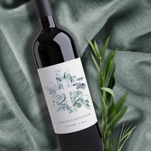 Etiqueta Para Botella De Vino Cruce del follaje de eucalipto fern ruso