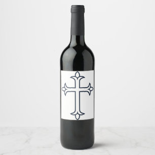 Etiqueta Para Botella De Vino Cruz Cristiana Clásica Arte Minimalista Fino
