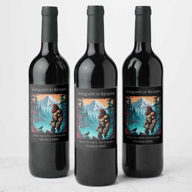 Etiqueta Para Botella De Vino Cruz Roja Sasquatch (Botellas)