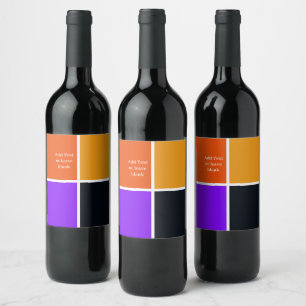 Etiqueta Para Botella De Vino Cuadrados naranja, amarillo, morado y negro
