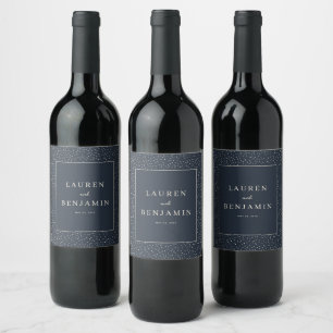 Etiqueta Para Botella De Vino Cuadrícula sofisticada de la Marina