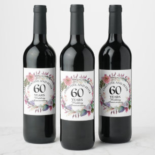 Etiqueta Para Botella De Vino Cualquier Boda (60) elegante aniversario floral