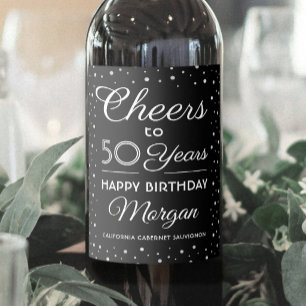 Etiqueta Para Botella De Vino Cualquier Cumpleaños Brindis Confeti Elegante de B