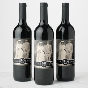 Etiqueta Para Botella De Vino Cualquier foto de aniversario de bodas con hito