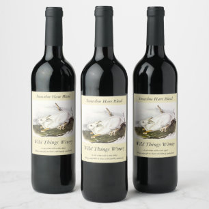 Etiqueta Para Botella De Vino Cuello de raquetas de nieve, invierno (liebre nort