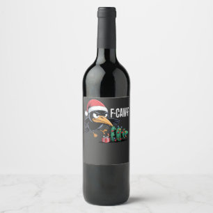 Etiqueta Para Botella De Vino Cuervo de Navidad F-caw-f Árbol de Navidad Cuervo