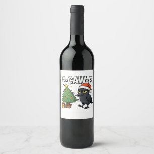 Etiqueta Para Botella De Vino Cuervo de Navidad F-caw-f Árbol de Navidad Meme
