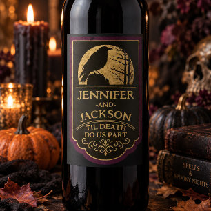 Etiqueta Para Botella De Vino Cuervo Personalizado Hasta que la Muerte nos Separ