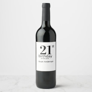 Etiqueta Para Botella De Vino cumpleaños 21 negrita nombre fecha hombre chico si