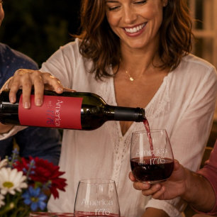 Etiqueta Para Botella De Vino Cumpleaños 250 de América est 1776 Tipografía Rojo