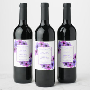 Etiqueta Para Botella De Vino Cumpleaños 25 bonitas Anémonas Florales