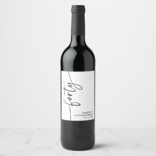 Etiqueta Para Botella De Vino Cumpleaños 40 Elegant Script Forty
