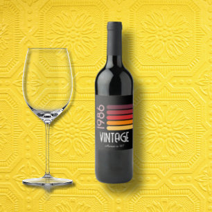 Etiqueta Para Botella De Vino Cumpleaños 40 Vintage 1986 Retro Franja Sol