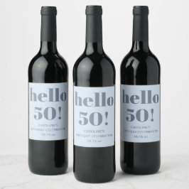 Etiqueta Para Botella De Vino Cumpleaños 50 audaz brillante moderno retro suave 