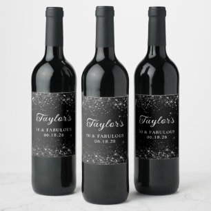 Etiqueta Para Botella De Vino Cumpleaños 50 Brillante Negro