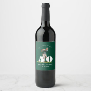 Etiqueta Para Botella De Vino Cumpleaños 50 Personalizado Golf Verde