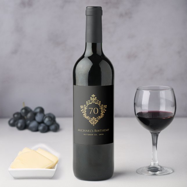 Etiqueta Para Botella De Vino Cumpleaños 70 del hombre elegante vintage cresta n (Subido por el creador)