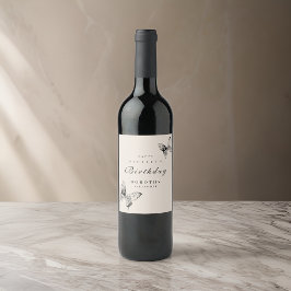 Etiqueta Para Botella De Vino Cumpleaños adulto de mariposa moderna Cualquier hi