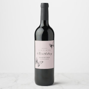 Etiqueta Para Botella De Vino Cumpleaños adulto moderno Butterfly ANY hito