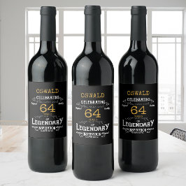 Etiqueta Para Botella De Vino Cumpleaños Black Gold