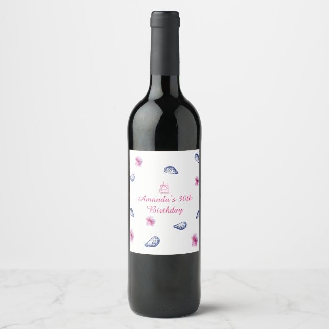 Etiqueta Para Botella De Vino Cumpleaños con ambiente griego (Anverso)