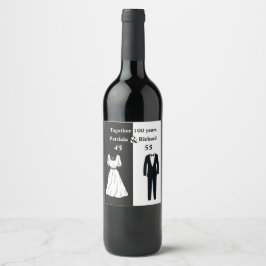 Etiqueta Para Botella De Vino Cumpleaños Conjunto de Doble Celebración 100 años