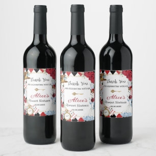 Etiqueta Para Botella De Vino Cumpleaños de Alice en Wonderland Bridal Baby Té A