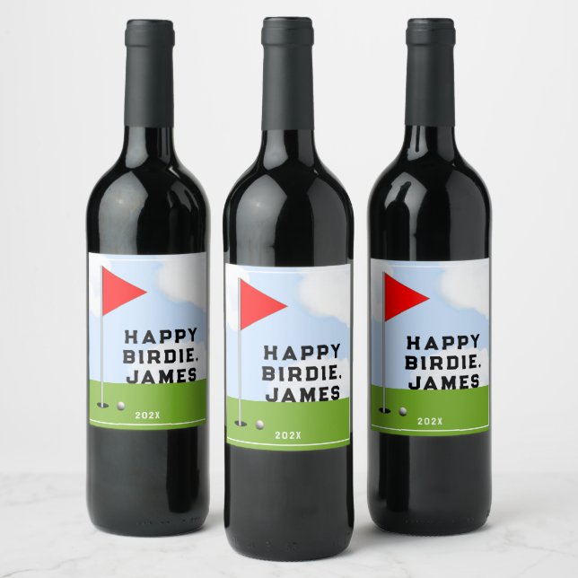 Etiqueta Para Botella De Vino Cumpleaños de golf  (Botellas)