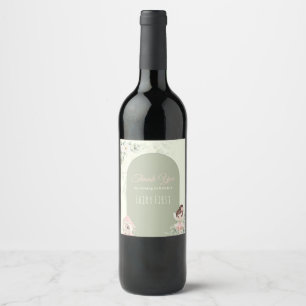Etiqueta Para Botella De Vino Cumpleaños de Hada de Flor Naturaleza Lindo 1er