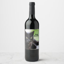 Cumpleaños de la foto del gato negro de bonito