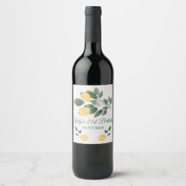 Etiqueta Para Botella De Vino Cumpleaños de limones sicilianos acuarela