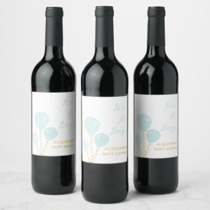 Etiqueta Para Botella De Vino Cumpleaños de Niño Globos Azules