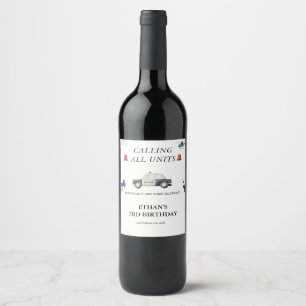 Etiqueta Para Botella De Vino Cumpleaños de niños policías elegantes