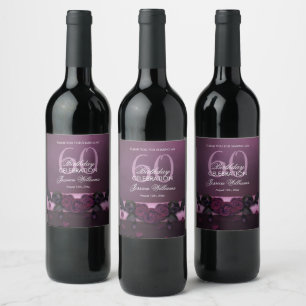 Etiqueta Para Botella De Vino Cumpleaños de Rosas y Pétalos Góticos Románticos