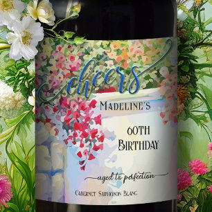 Etiqueta Para Botella De Vino Cumpleaños de verano artístico festivo