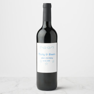Etiqueta Para Botella De Vino cumpleaños español nombre estrella azul treinta y