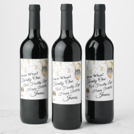 Etiqueta Para Botella De Vino Cumpleaños Feliz 21 Personalizado
