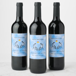 Etiqueta Para Botella De Vino Cumpleaños feliz, bailarinas de silueta y tambores