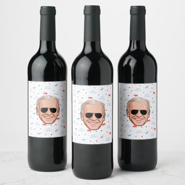 Etiqueta Para Botella De Vino Cumpleaños Joe Biden (Botellas)