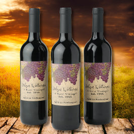 Etiqueta Para Botella De Vino Cumpleaños personalizado Elegante Año Vintage Raro