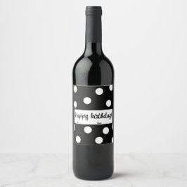 Etiqueta Para Botella De Vino Cumpleaños personalizado en blanco y negro